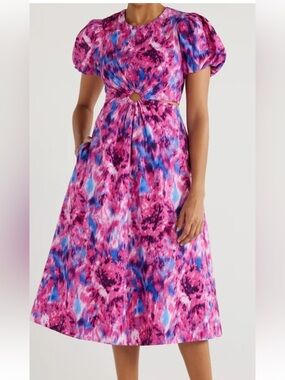 Scoop Pink Multi Print Knot-Waist Dress